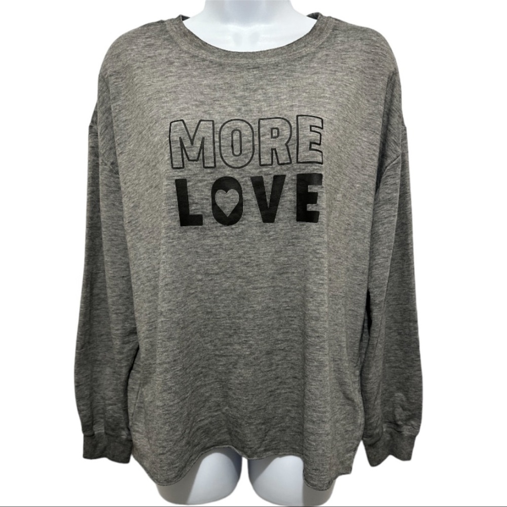 C&C CALIFORNIA Gray MORE LOVE Long Sleeve T-shirt Size L